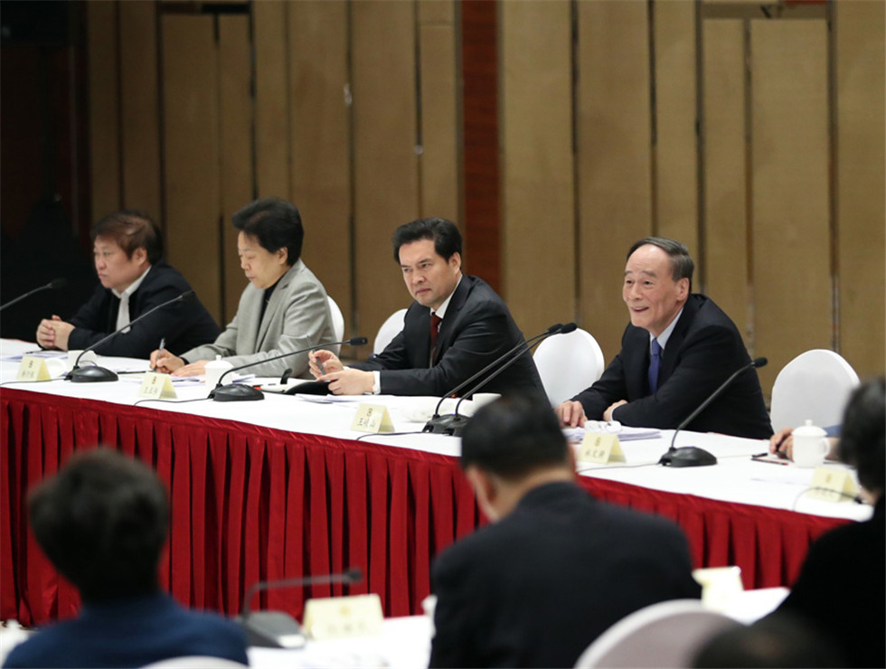 王岐山看望共青團、總工會、婦聯、青聯界委員并參加討論