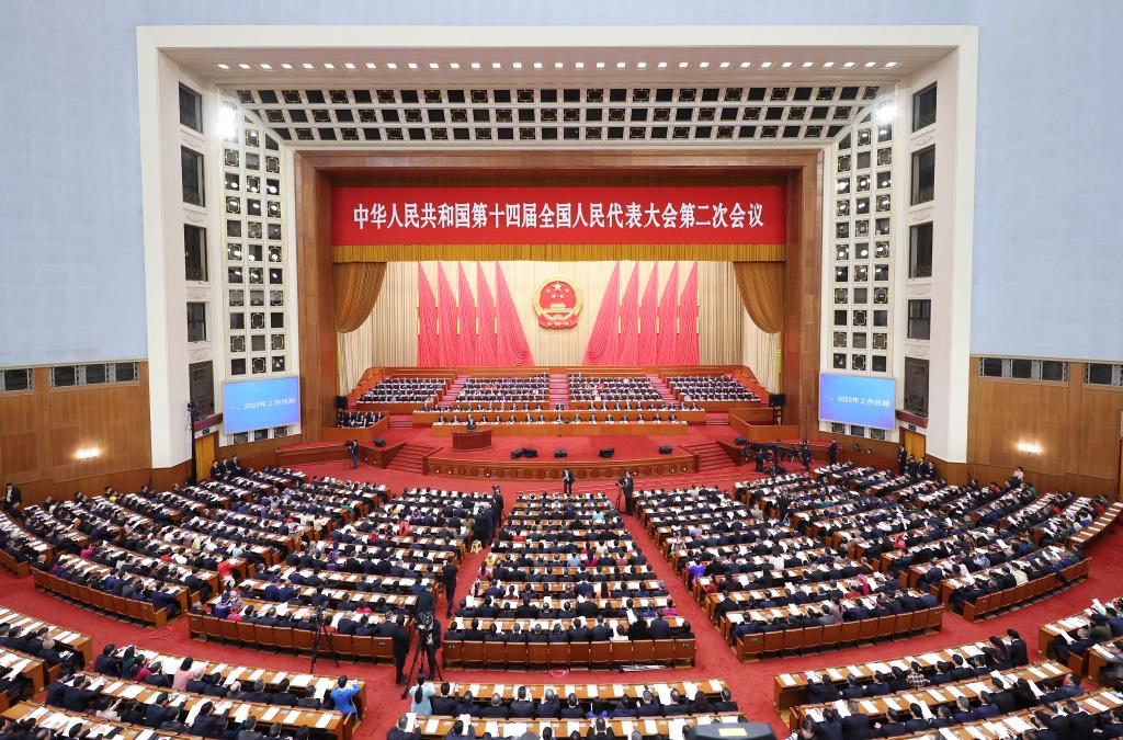 3月5日，第十四屆全國人民代表大會第二次會議在北京人民大會堂開幕。新華社記者 丁海濤 攝