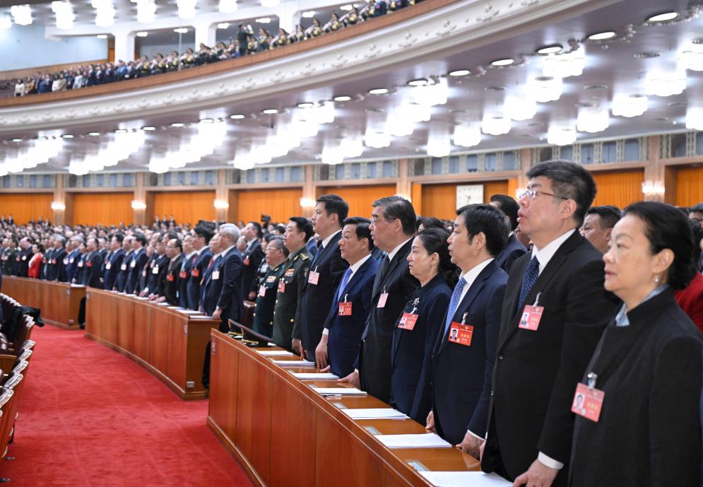 3月10日，中國人民政治協(xié)商會議第十四屆全國委員會第二次會議在北京人民大會堂舉行閉幕會。新華社記者 李學仁 攝
