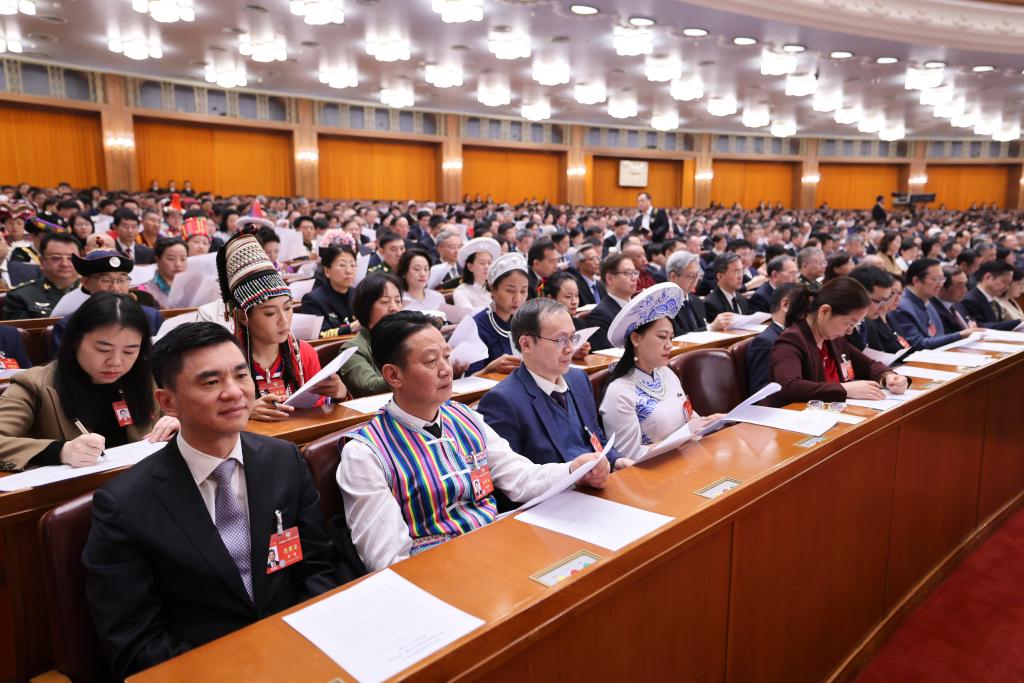 3月10日，中國人民政治協(xié)商會議第十四屆全國委員會第二次會議在北京人民大會堂舉行閉幕會。新華社記者 邢廣利 攝