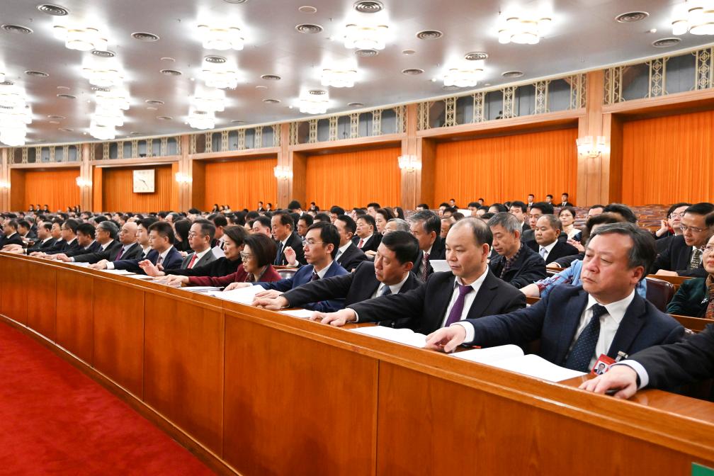 3月10日，中國人民政治協(xié)商會議第十四屆全國委員會第二次會議在北京人民大會堂舉行閉幕會。新華社記者 謝環(huán)馳 攝