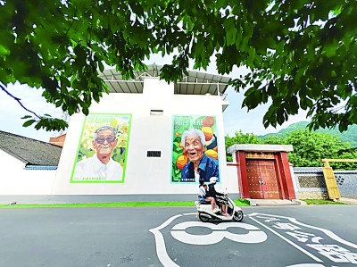 西安美院的師生在蔡家坡村繪制的壁畫。本報(bào)記者 于園媛攝/光明圖片