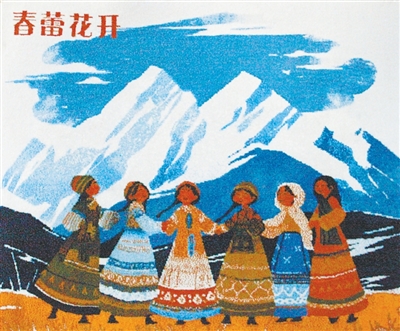 圖為藏毯《春蕾花開(kāi)》。