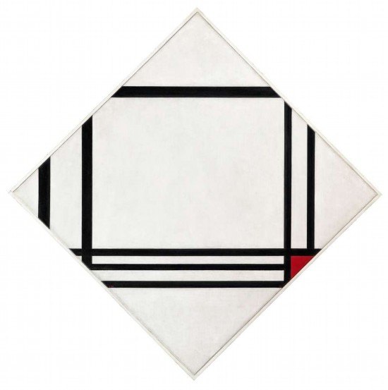 蒙德里安，《八條線紅色矩形的菱形構(gòu)成》，1938年，布面油畫，貝耶勒基金會藏（貝耶勒基金會展品）